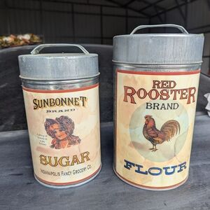 Set Of 2 Vintage Decor Canisters